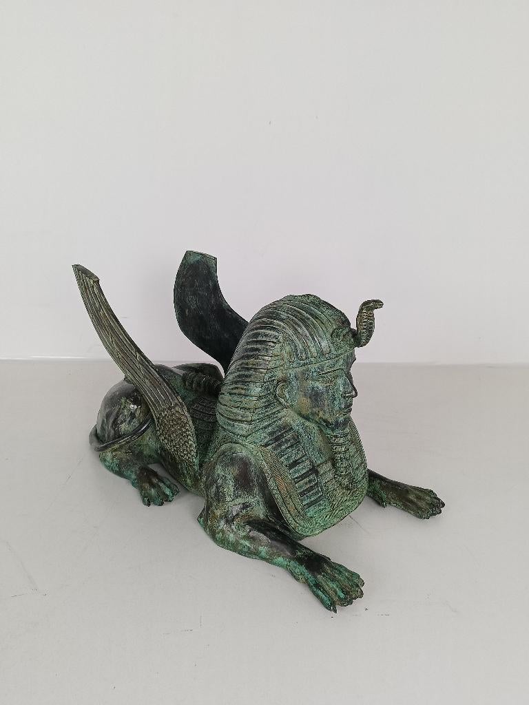 Bronzen Sfinx Tafel met Glazen Bovenblad, Ophalen of Verzenden