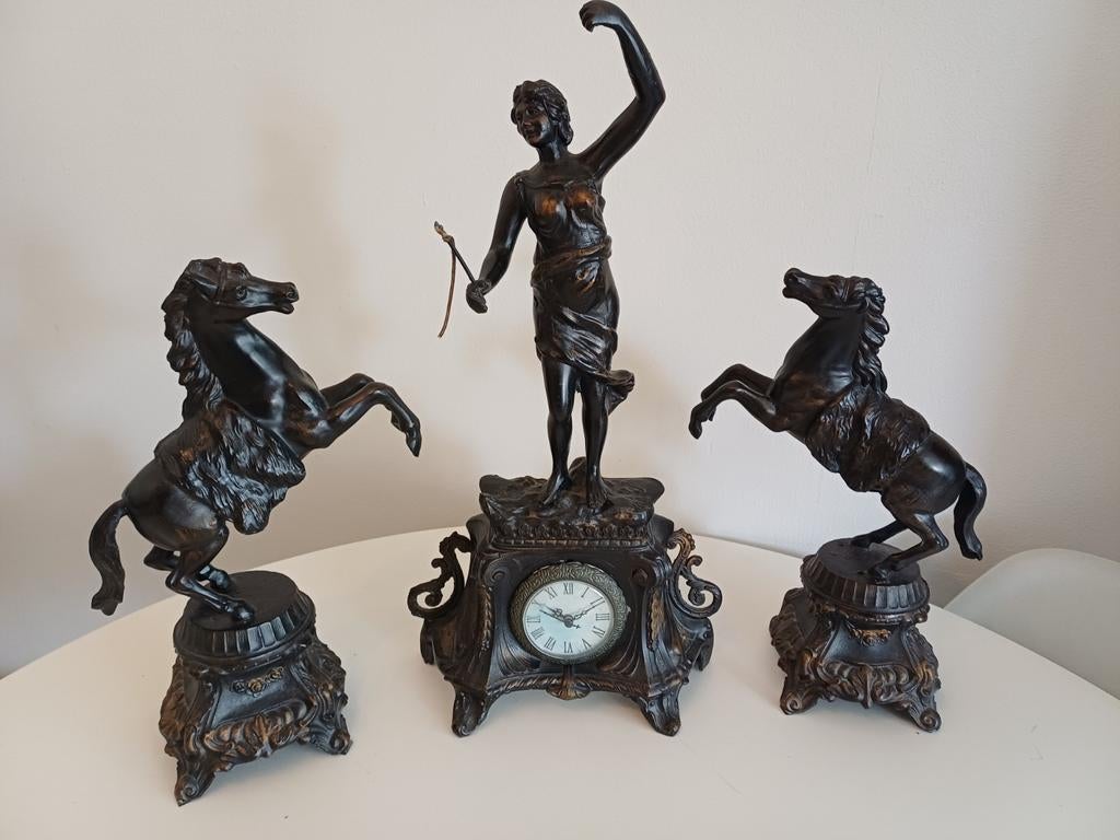 Antieke Klok met Beelden - Klassieke Decoratie Set, Ophalen