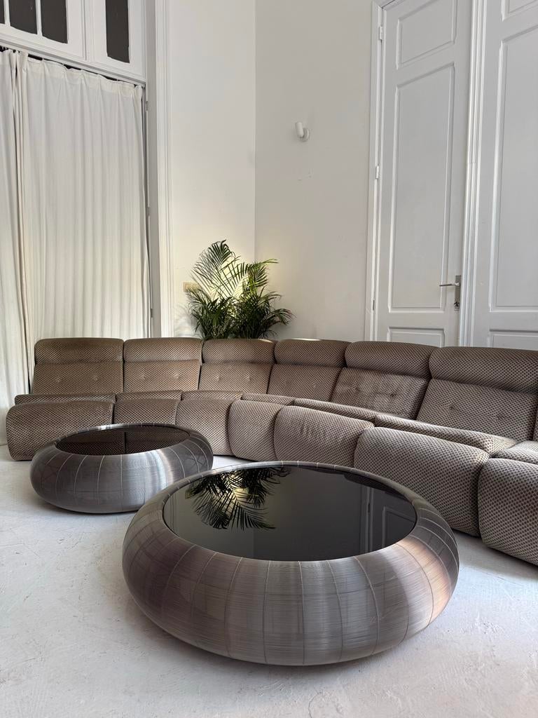 Vintage sofa 9 elementen, stof, licht neutraal patroon, Huis en Inrichting, Banken | Sofa's en Chaises Longues, Gebruikt, 300 cm of meer