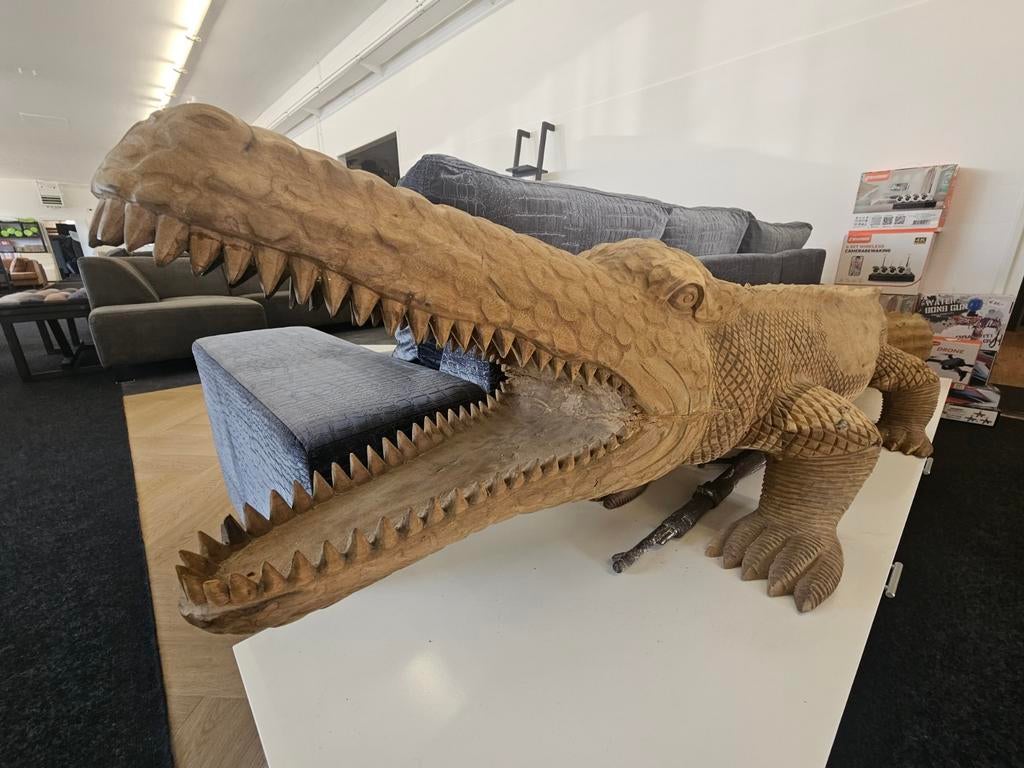 Houtsnijwerk krokodil, Ophalen of Verzenden