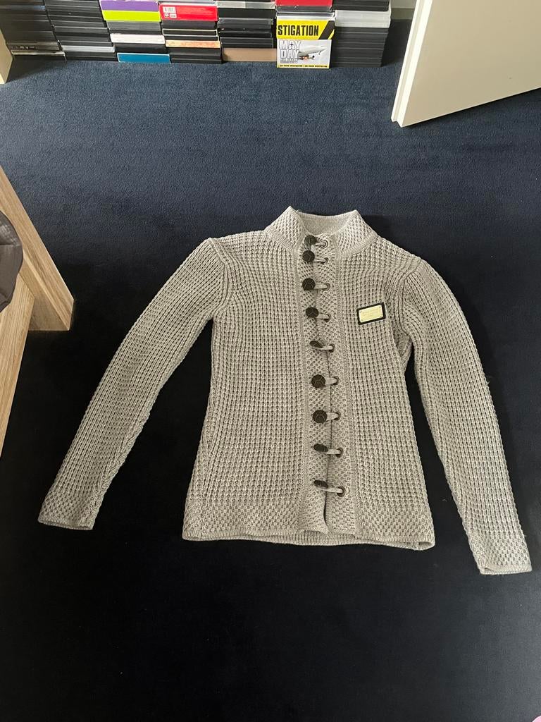 Stijlvol gebreid vest met knoopsluiting - Maat l, Ophalen of Verzenden, Zo goed als nieuw, Maat 42/44 (L), Grijs