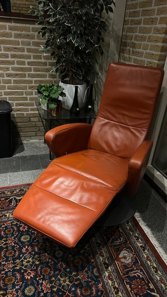 Verstebaar  2 ligtstoelen echt leer !, Minder dan 50 cm, Gebruikt, Ophalen of Verzenden, Modern