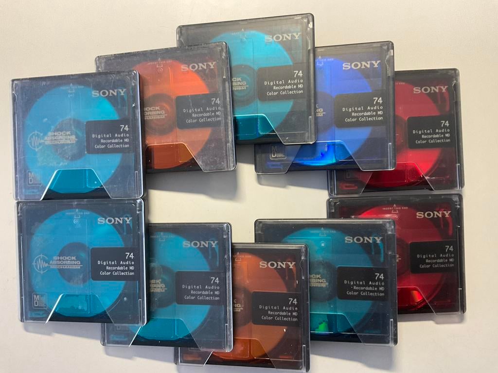 Minidisc’s  SONY COLOR COLECTION 10x als nieuw 74 minuten, Audio, Tv en Foto, Ophalen of Verzenden