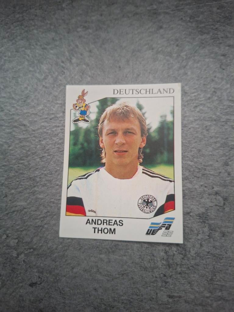 Panini sticker Euro 92 Zweden. Andreas Thom Duitsland., Verzenden, Zo goed als nieuw, Sticker