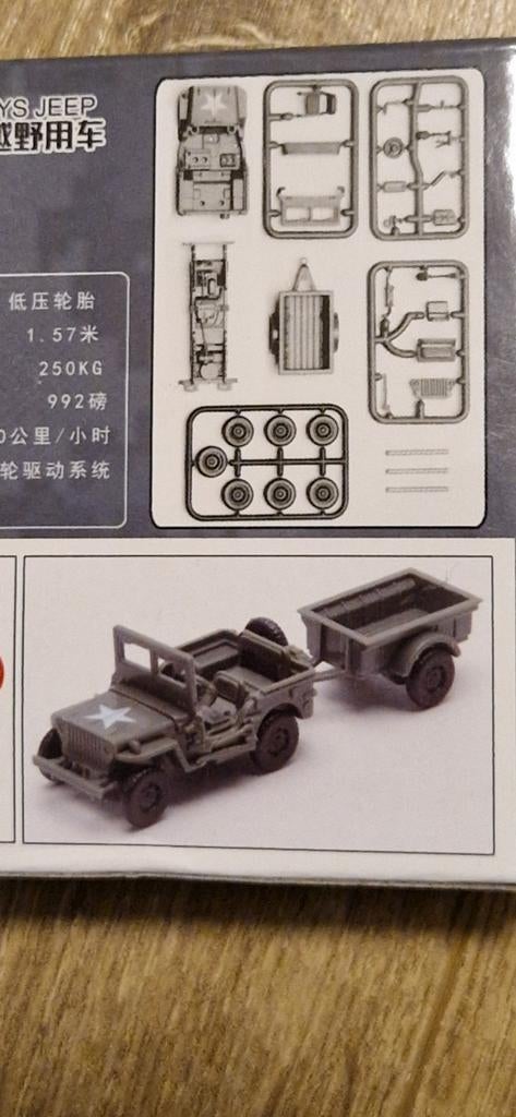 US Willy's Jeep (1/72) met aanhangwagentje, Overige merken, 1:50 of kleiner, Auto, Nieuw