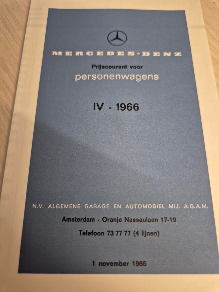 1966 Nederlands Mercedes  prijslijst 600 230SL 300SEL 250SE, Ophalen of Verzenden, Zo goed als nieuw, Mercedes