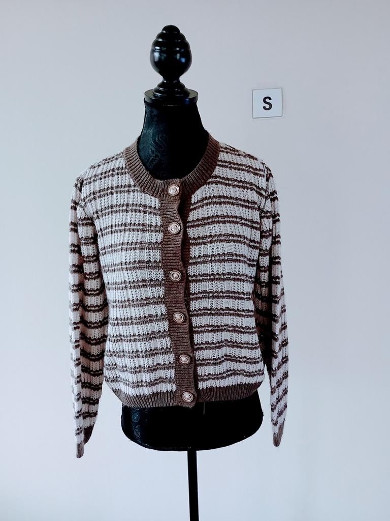 Truitje. Vestje. Bruin met wit. Maat S/36, Ophalen of Verzenden, Zo goed als nieuw, Maat 36 (S), Bruin