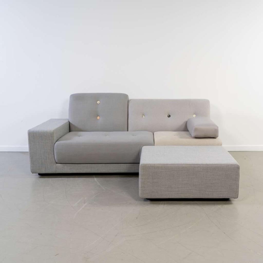 1x Vitra Hella Jongerius Poldersofa Grijs 260 cm, Niet ingevuld, 250 tot 300 cm, Niet ingevuld, 75 tot 100 cm