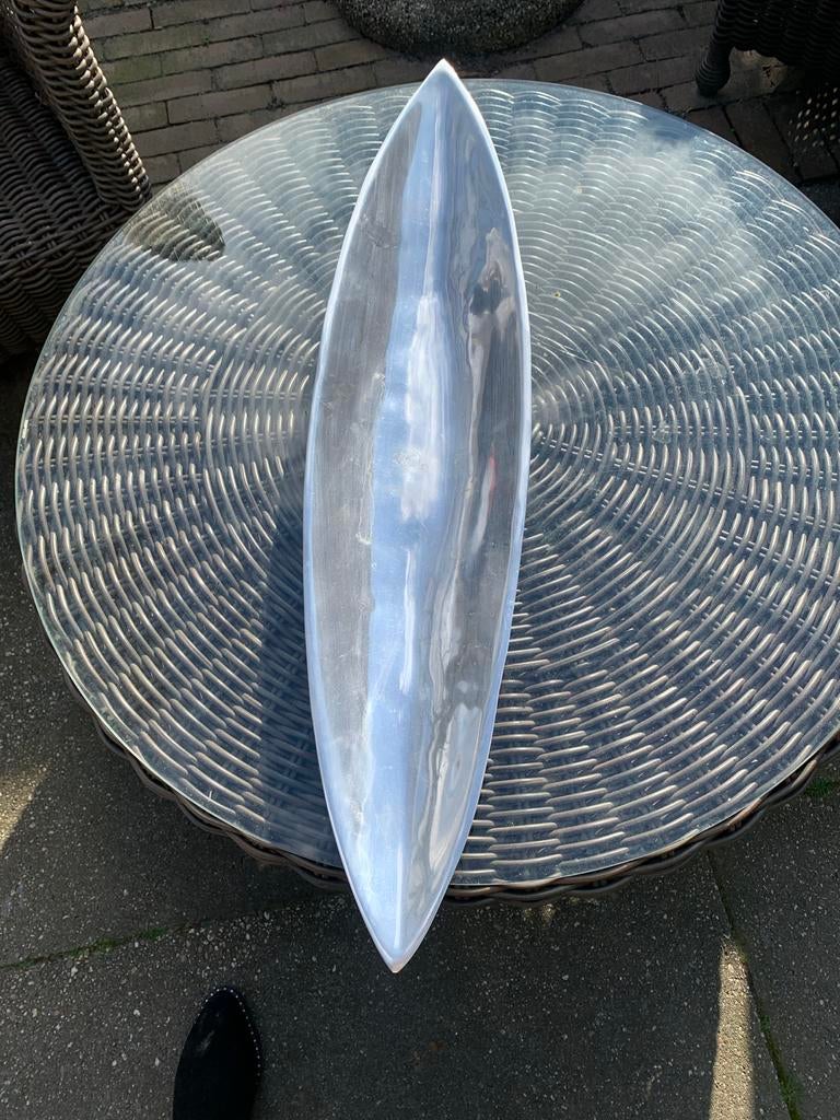 Zilverkleurige decoratieve schaal - Ovaal, Huis en Inrichting, Woonaccessoires | Schalen en Manden, Ophalen, Overige materialen