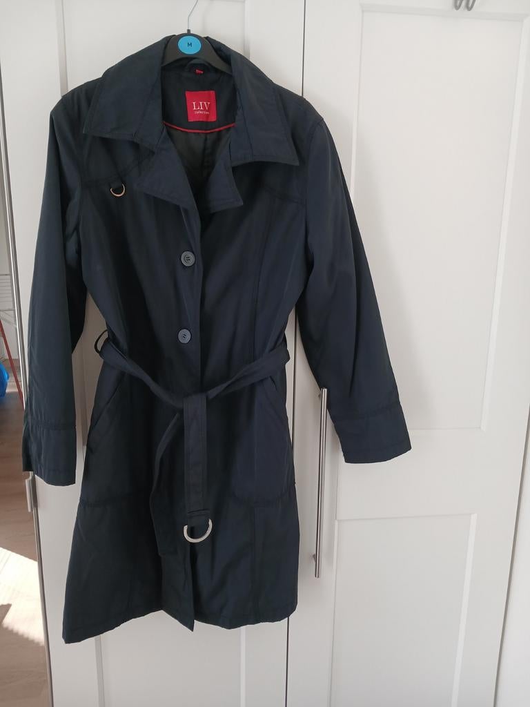 Blauwe jas trenchcoat maat 44 = maat 42 Liv Collection, Maat 42/44 (L), Zo goed als nieuw, LIV, Verzenden