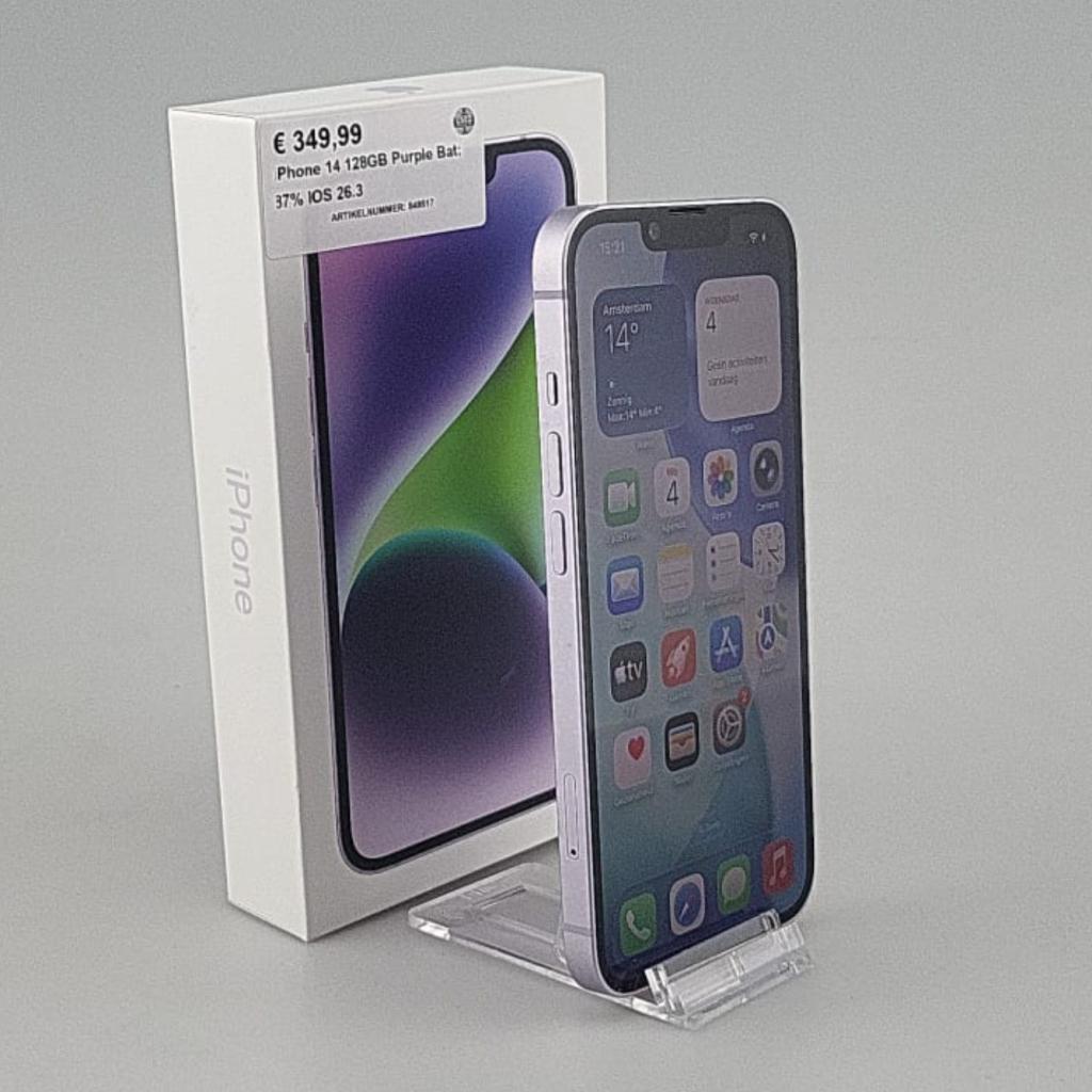 iPhone 14 128GB Purple Bat: 87% IOS 26.3, Apple, Gebruikt, Support@apple.com, One Apple Park Way
Cupertino, CA 95014
United States