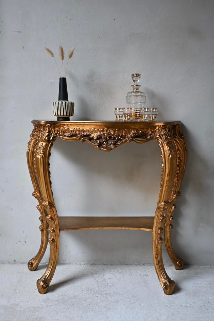 Prachtige Biscottini barok console tafel met bladgoud, Ophalen, Biscottini, 50 tot 100 cm, Biscottini