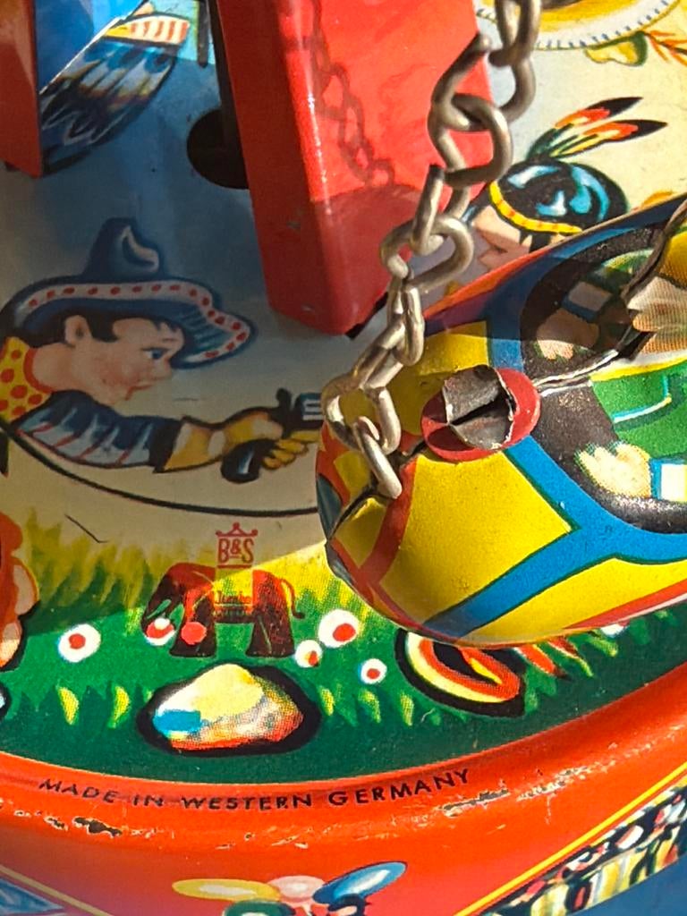 Antieke opwindcarrousel met wereldbol, Ophalen of Verzenden