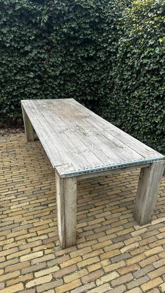 Houten tuintafel 260 x 98 cm, Tuin en Terras, Tuintafels, Ophalen, Gebruikt, Rechthoekig, Hout