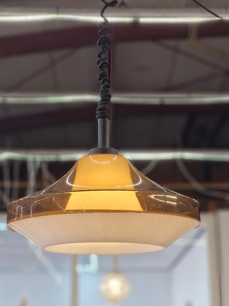 Vintage space age hanglamp jaren 70, Ophalen, Kunststof, Gebruikt, .