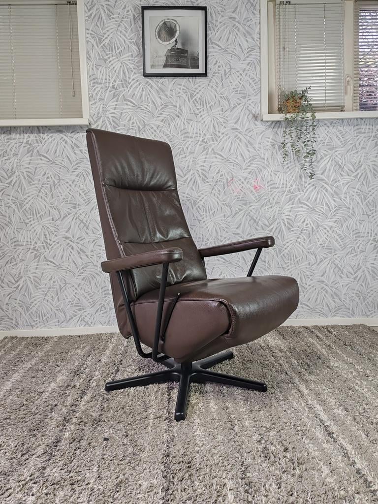 Stijlvolle Gealux leren design relax fauteuil handmatig, Huis en Inrichting, Fauteuils, Ophalen of Verzenden, Zo goed als nieuw