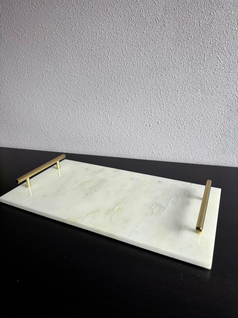 Marmer dienblad blad onderzetter etagère, Huis en Inrichting, Woonaccessoires | Dienbladen, Ophalen, Gebruikt, Rond