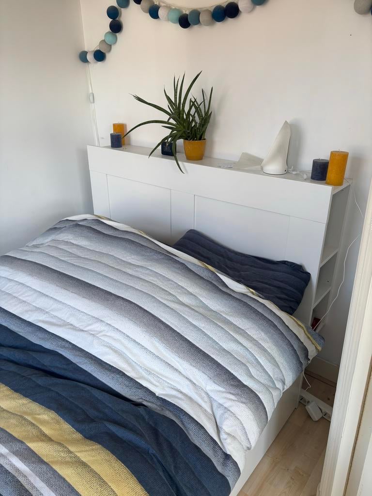 Brimses bed (140x200cm) incl hoofdbord en lades (matras opt), Ophalen, Gebruikt, Wit, Tweepersoons