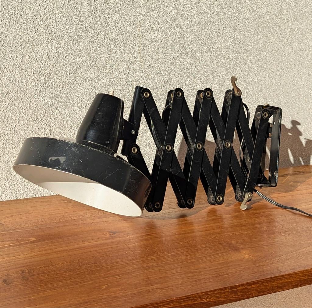 Vintage industriële schaarlamp - industrial scissor lamp, Antiek en Kunst, Ophalen of Verzenden