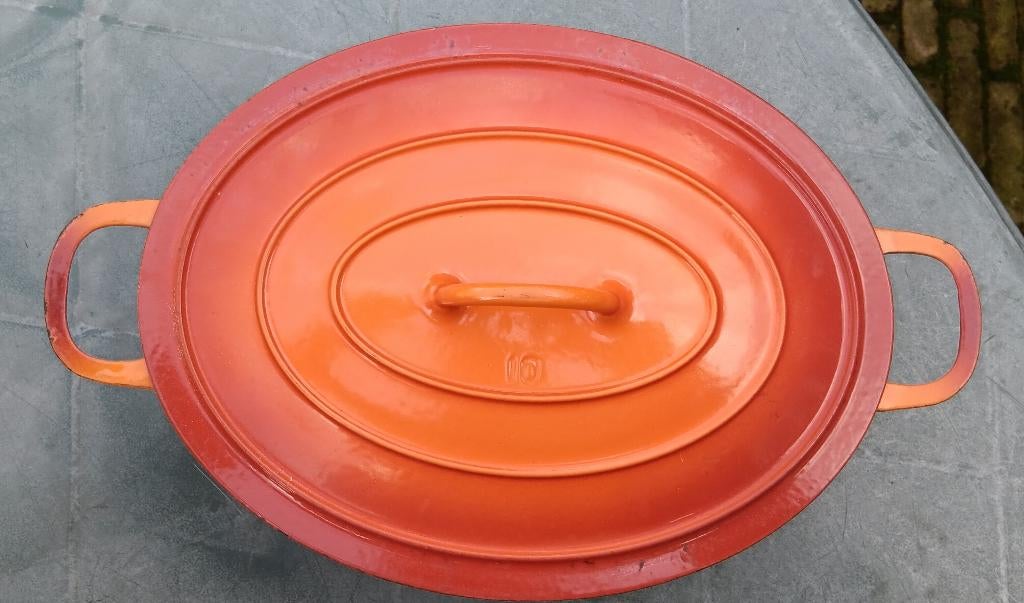 DRU ovale gietijzer pan deksel Kwaliteit eigen bodem (G115), Huis en Inrichting, Keuken | Potten en Pannen, Gebruikt, Gietijzer