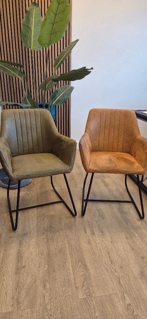 Eetkamerstoelen croen & cognac, Ophalen, Gebruikt, Twee, Overige kleuren