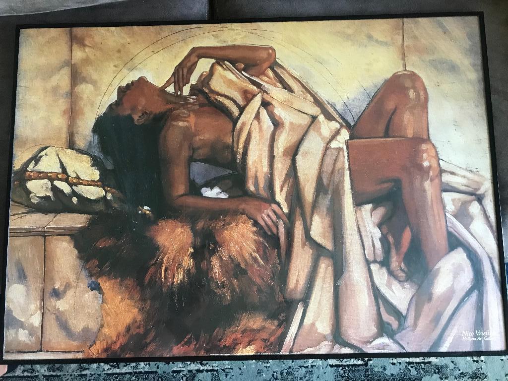 Vintage Kunstdruk/ Schilderij /Poster / Nico Vrielink Naakt., Ophalen, Met lijst, Rechthoekig Liggend, Zo goed als nieuw