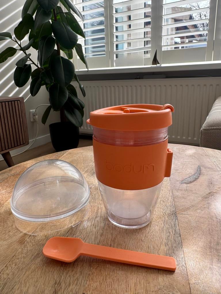 Bodum Yoghurt & Koffie Beker met Lepel, Ophalen of Verzenden, Zo goed als nieuw