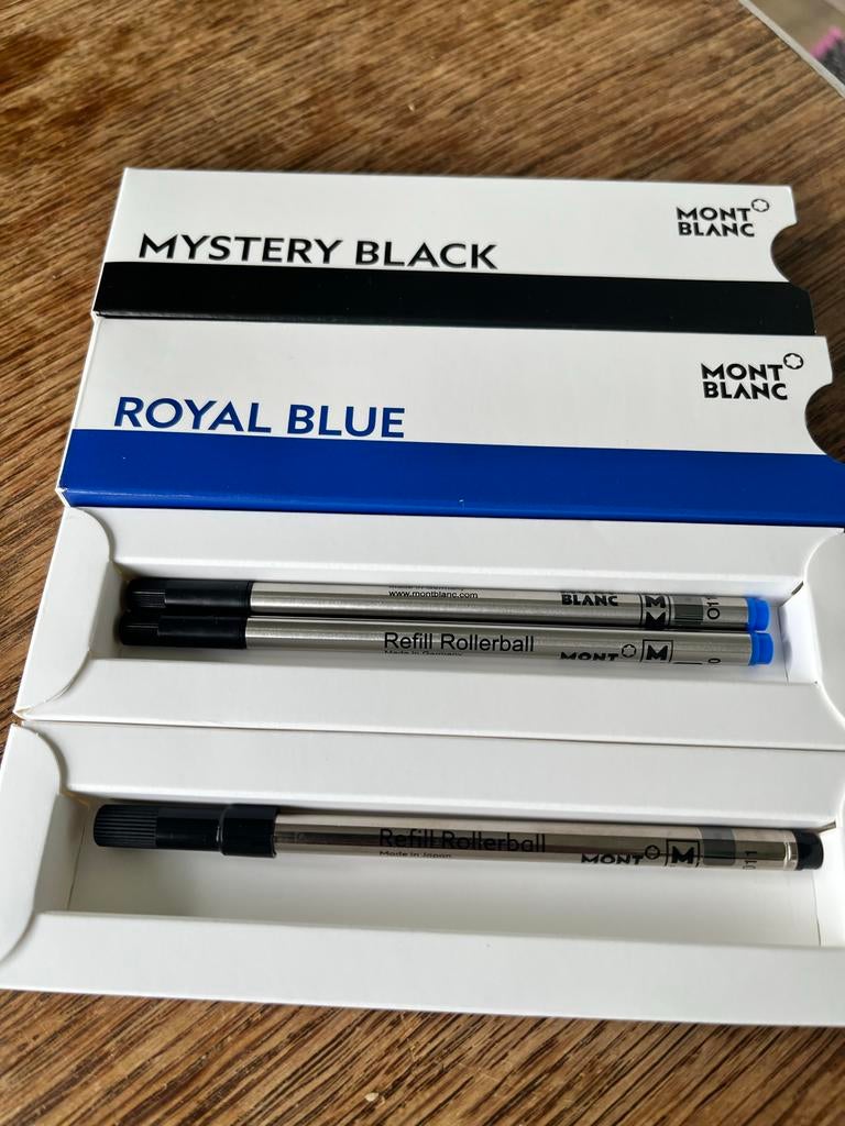 Mont Blanc refill Rollerball Medium blauw en zwart, Diversen, Schrijfwaren, Ophalen of Verzenden, Nieuw