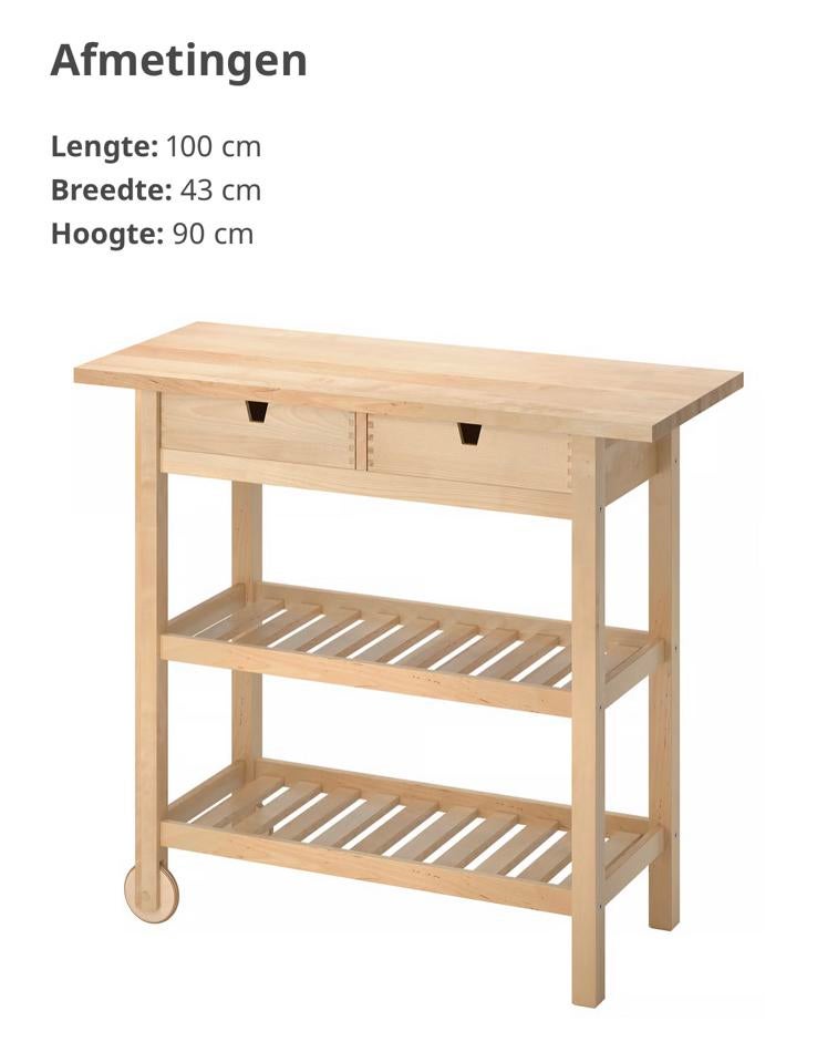 FÖRHÖJA Roltafel, Huis en Inrichting, Tafels | Sidetables, Ophalen, 100 tot 150 cm, Zo goed als nieuw, Overige houtsoorten