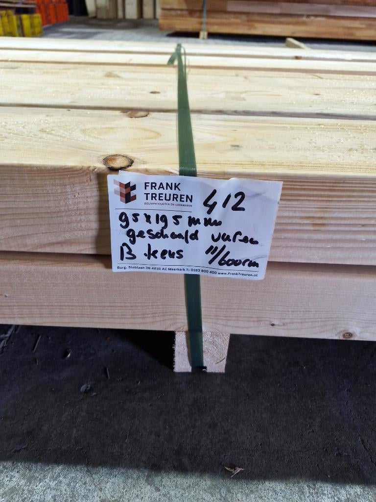 pak 412 B-keus 95x195mm vuren balkhout geschaafd, Ophalen, Nieuw, 250 cm of meer, Balken