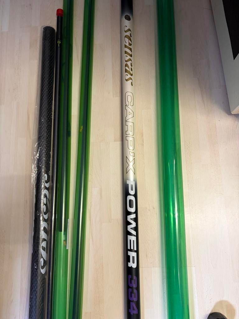 Sensas Carp Vaste Hengel 10m + 1.5m met Elastiek, Watersport en Boten, Ophalen, Gebruikt, Vaste hengel