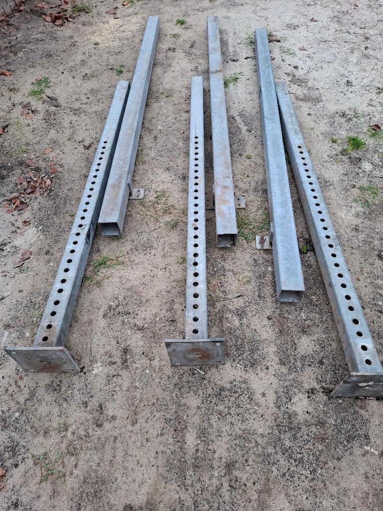 3 Stelpoten kokerprofiel 10 x10 lengte 240 cm, Ophalen, Gebruikt, IJzer