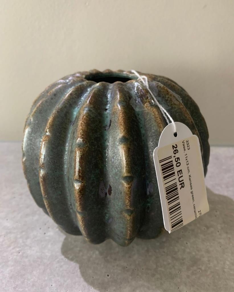 H. Skjalm P vase kansas green nieuw Scandinavisch, Overige kleuren, Aardewerk of Porselein, Nieuw, Ophalen of Verzenden