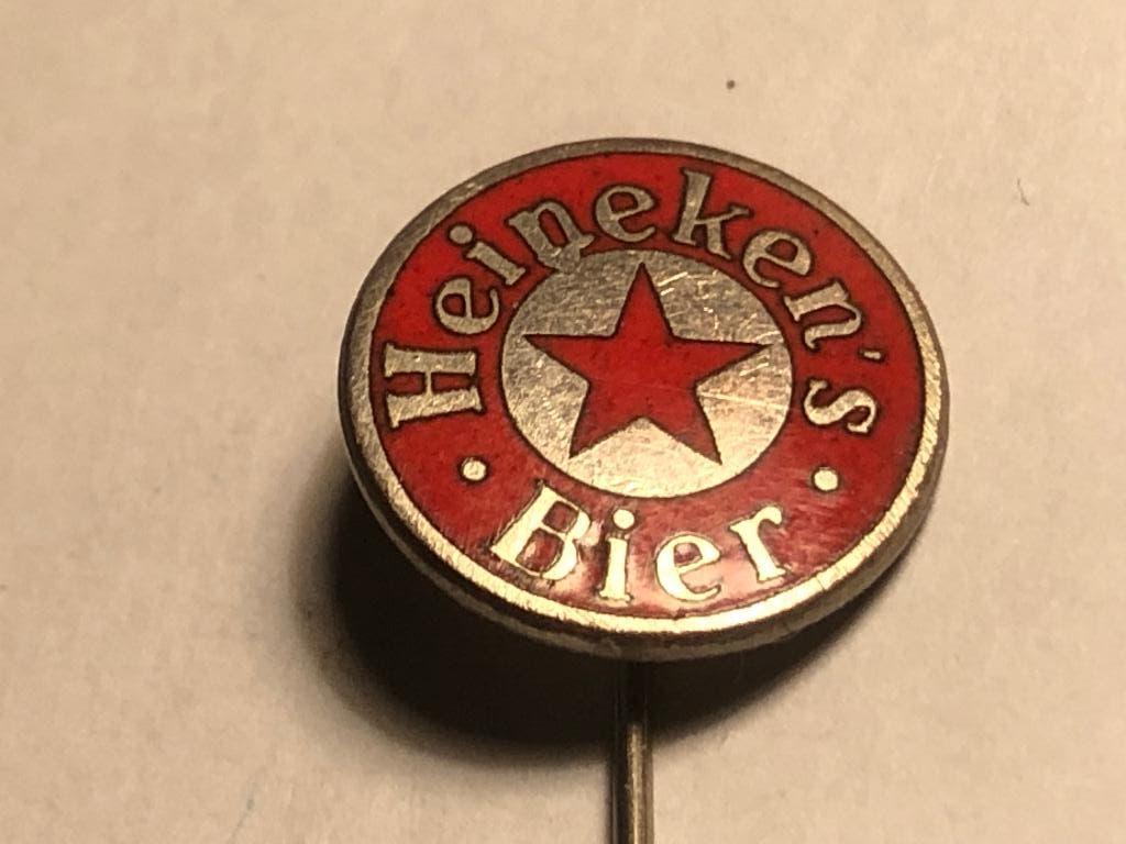 Emaille HEINEKEN'S BIER Speld., Verzenden, Zo goed als nieuw, Merk, Speldje of Pin