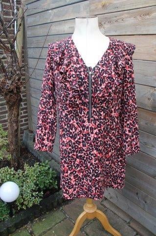 Jurk rood/ zwart/ zalm Karen Millen mt 44 Vaste prijs OPRUIM, Karen Millen, Verzenden, Maat 42/44 (L), Zo goed als nieuw