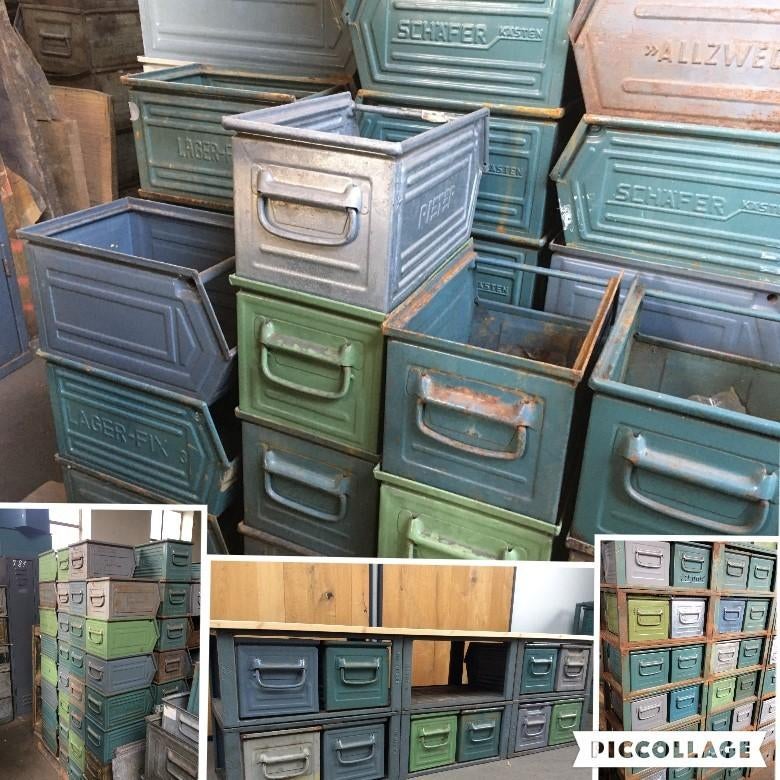 Industriële XL Stapelbak Kist Opbergbak Krat Salontafel -50%, Ophalen, 50 tot 100 cm, Nieuw, Metaal