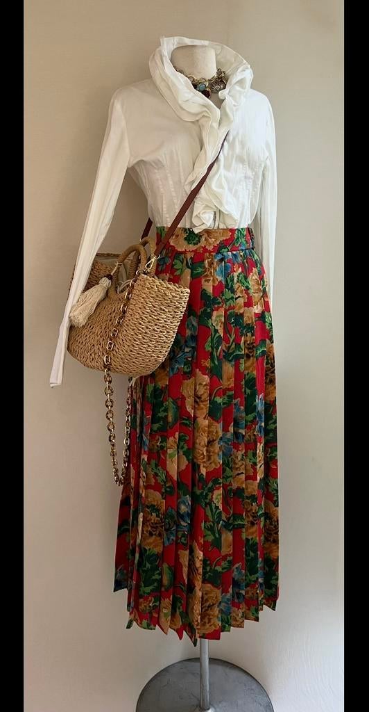 Pauw 2 38/40 maxi plooi plissé rok bloemprint, Maat 38/40 (M), Zo goed als nieuw, Onder de knie, Verzenden