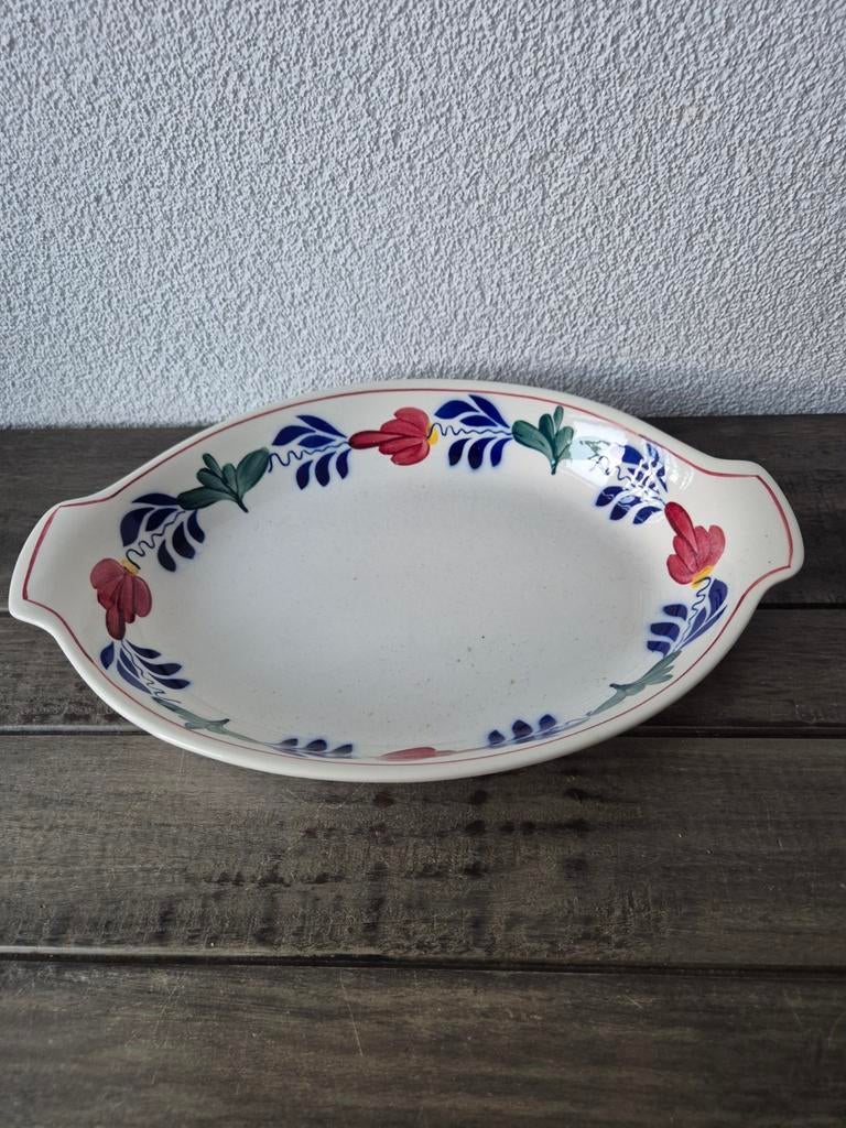 Boerenbont serveerschaal 33 cm, h 4 cm izgs boch, Ophalen, Aardewerk, Boerenbont, Schaal of Schalen