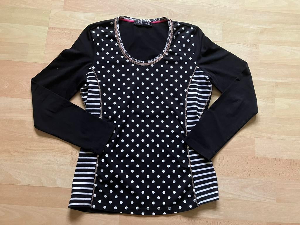 Betty Barclay longsleeve/shirt zwart met print mt M izgs, Ophalen of Verzenden, Gedragen, Maat 38/40 (M), Zwart