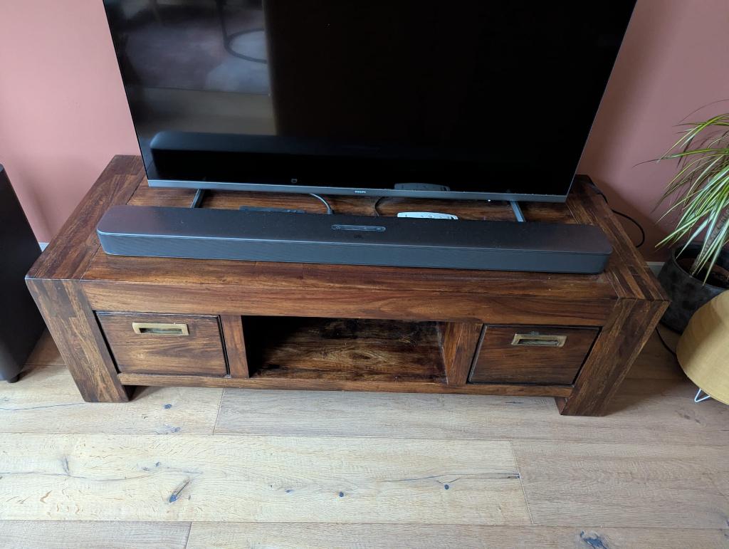 Tv Meubel - Sheesham hout, Ophalen, Gebruikt, 100 tot 150 cm, Minder dan 100 cm