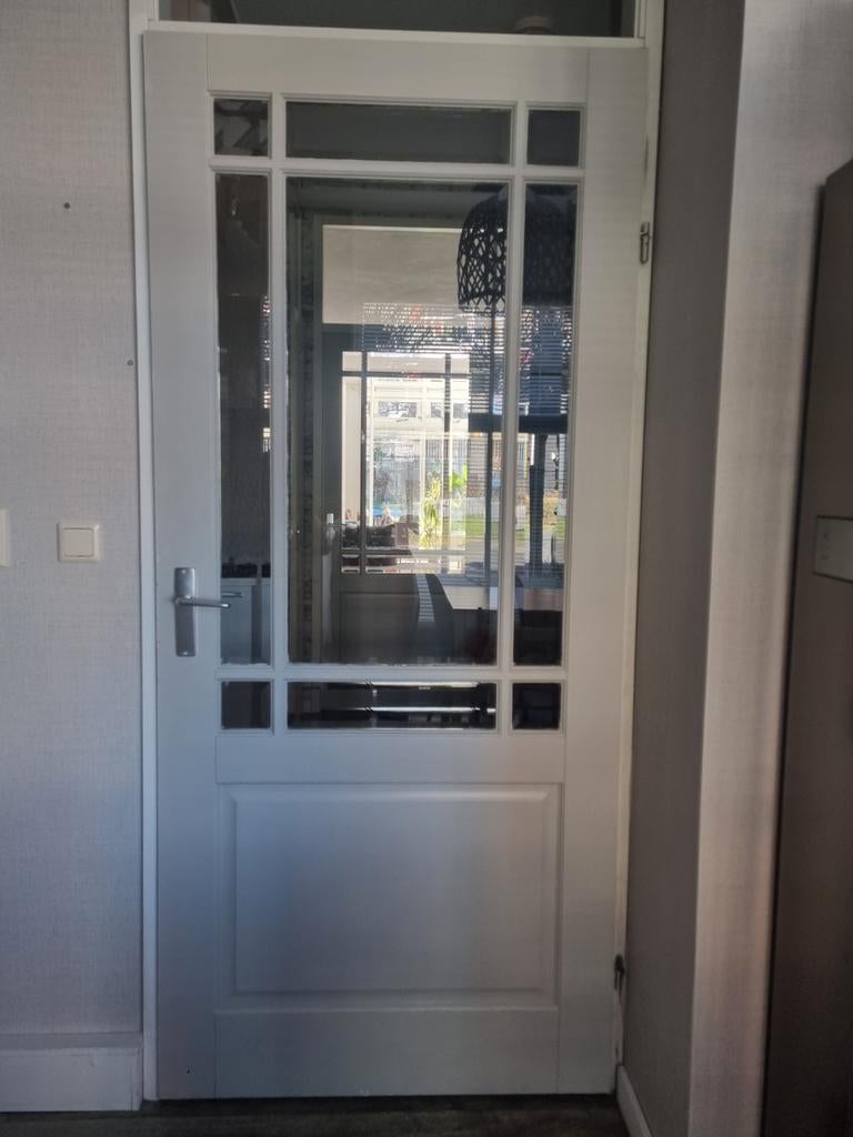 Rechtsdraaiende opdek binnendeur met facet glas 93x210.5, Ophalen, Gebruikt, 80 tot 100 cm, Binnendeur