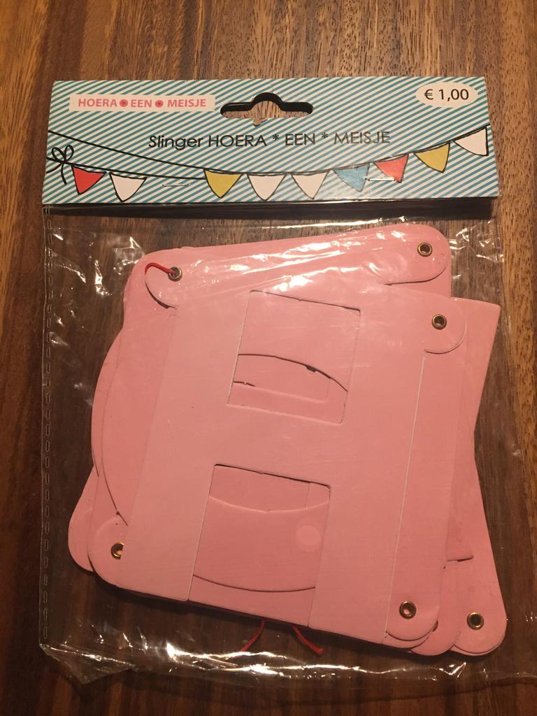 Slingers Hoera een Meisje roze, Ophalen of Verzenden, Nieuw, Geboortebord