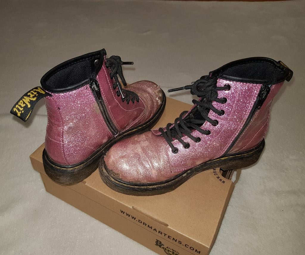 Super toffe dark pink glitter Dr. Martens biker boot maat 34, Dr Martens, Gebruikt, Schoenen, Verzenden