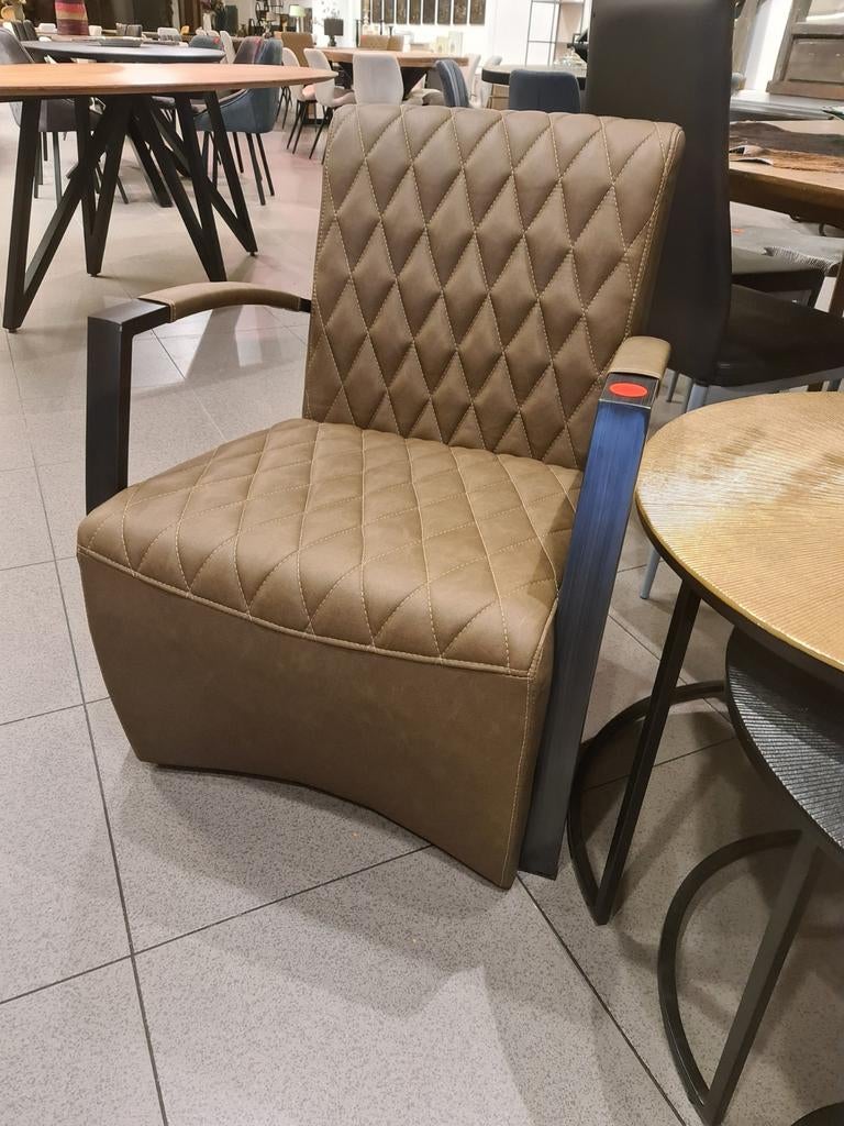 Nieuwe luxe fauteuil leer bruin cognac €99, Ophalen, Industrieel landelijk barok brocante koloniaal boheems vintage, 100 tot 125 cm