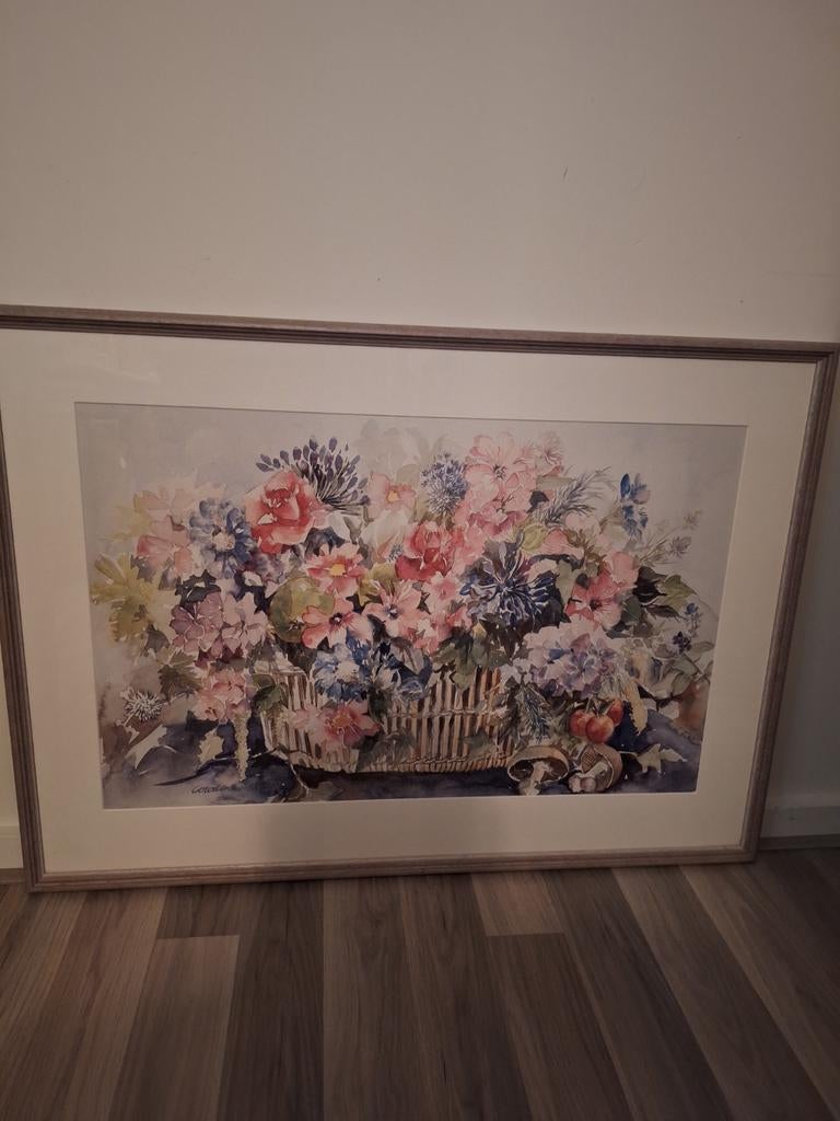 Schilderij: Prachtige Bloemschikking in Mand, Ophalen