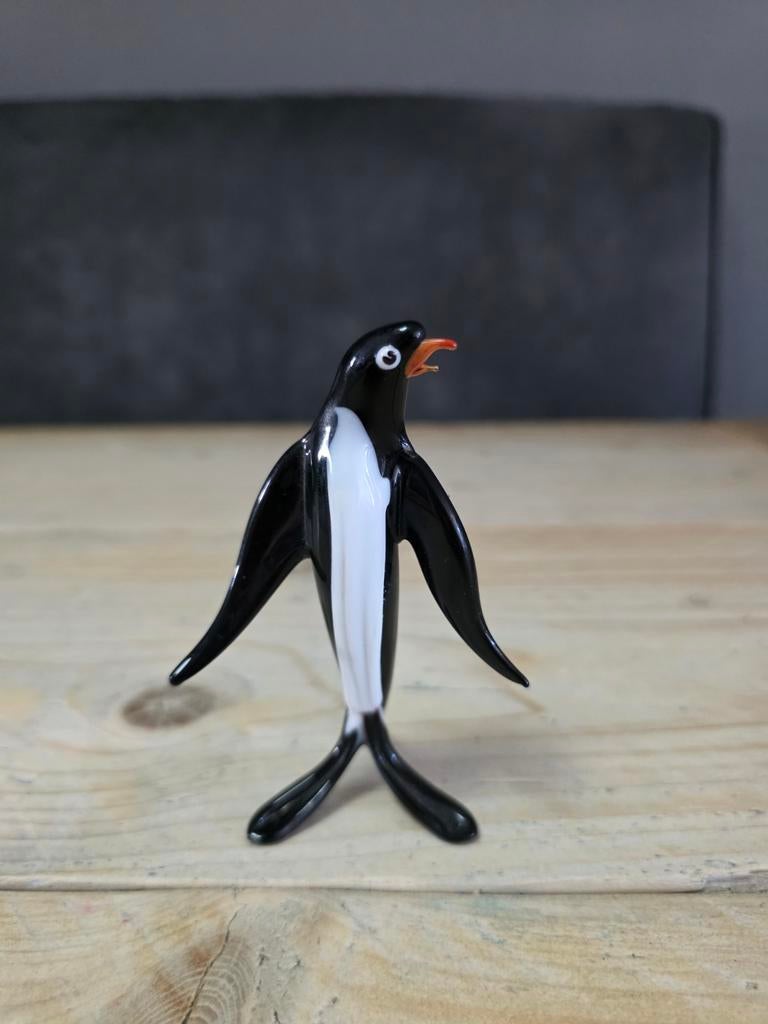 Vintage Glazen Pinguïn – Handgemaakt Beeldje – Murano Stijl, Antiek en Kunst, Ophalen of Verzenden