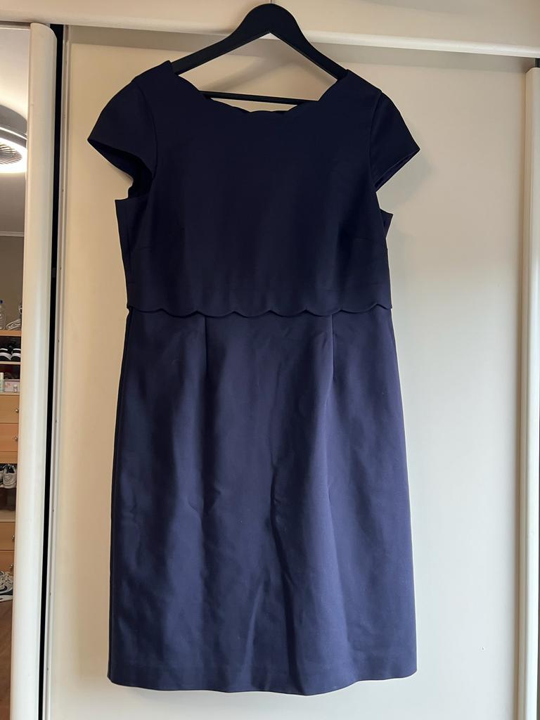 Donkerblauwe, mouwloze jurk van Comma, maat 42, Blauw, Maat 42/44 (L), Ophalen of Verzenden, Zo goed als nieuw