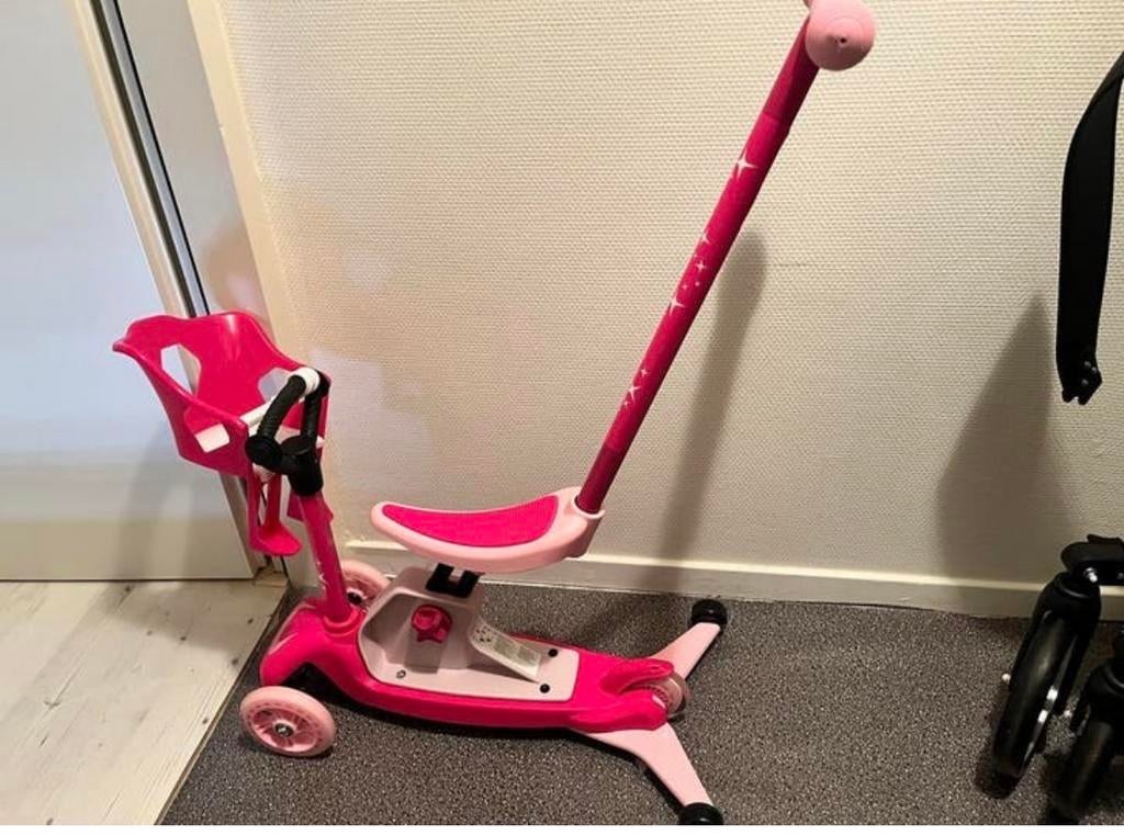 Roze loopfiets met duwstang en zitje voor pop, Ophalen, Zo goed als nieuw, Overige typen