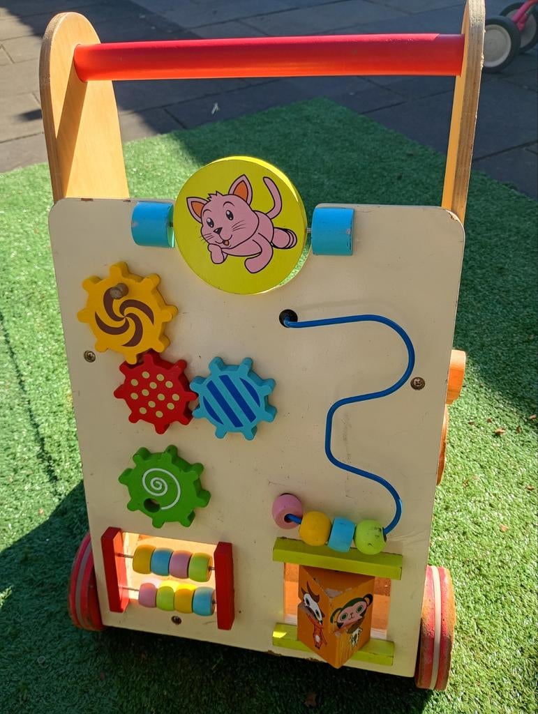 Houten Loopwagen, Ophalen of Verzenden, Gebruikt, Duw- of Trekspeelgoed