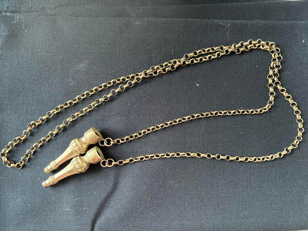 Antieke Zilveren Breinaalden Beschermer met Ketting, Ophalen of Verzenden, Zilver